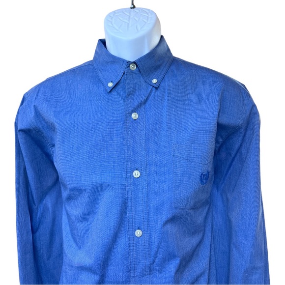 Sz Medium Chaps Easy Care Blue Long Sleeve Button Down Shirt - Picture 3 of 7